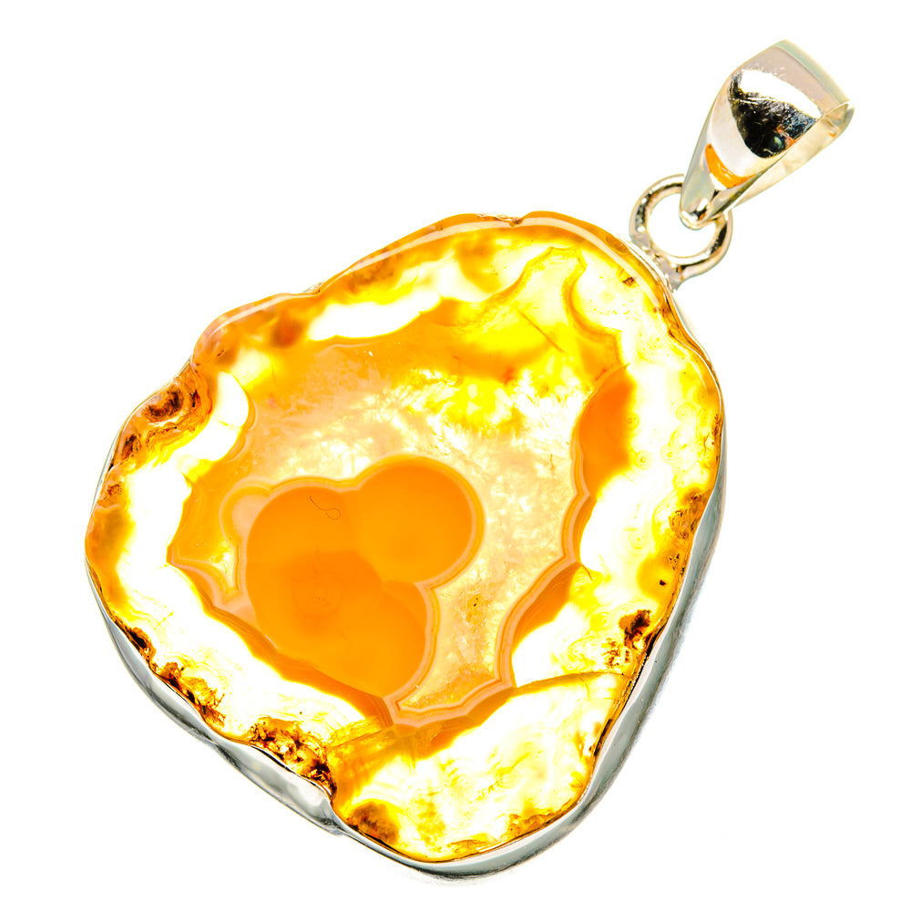 Yellow Geode Slice Pendants handcrafted by Ana Silver Co - PD8949