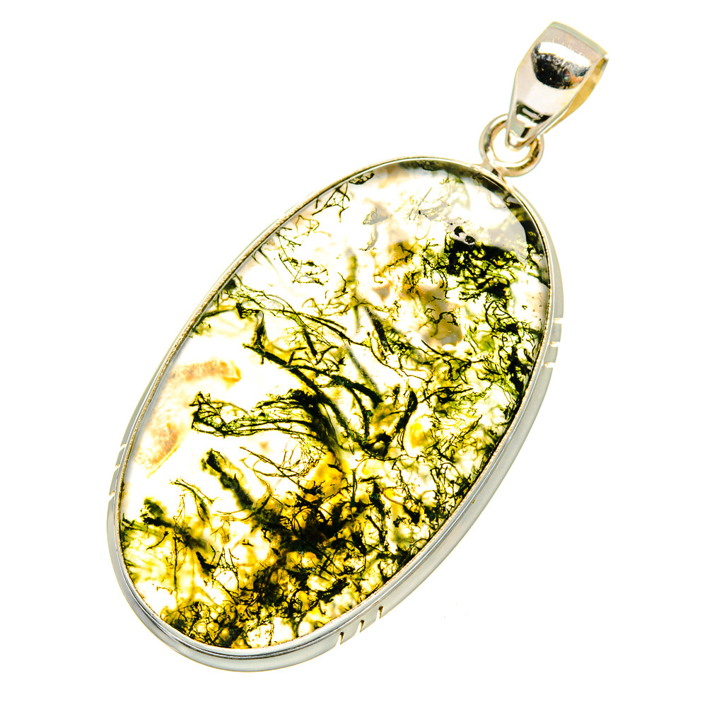 Green Moss Agate Pendants handcrafted by Ana Silver Co - PD8959