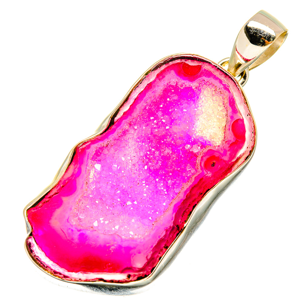 Pink Agate Druzy Pendants handcrafted by Ana Silver Co - PD8975
