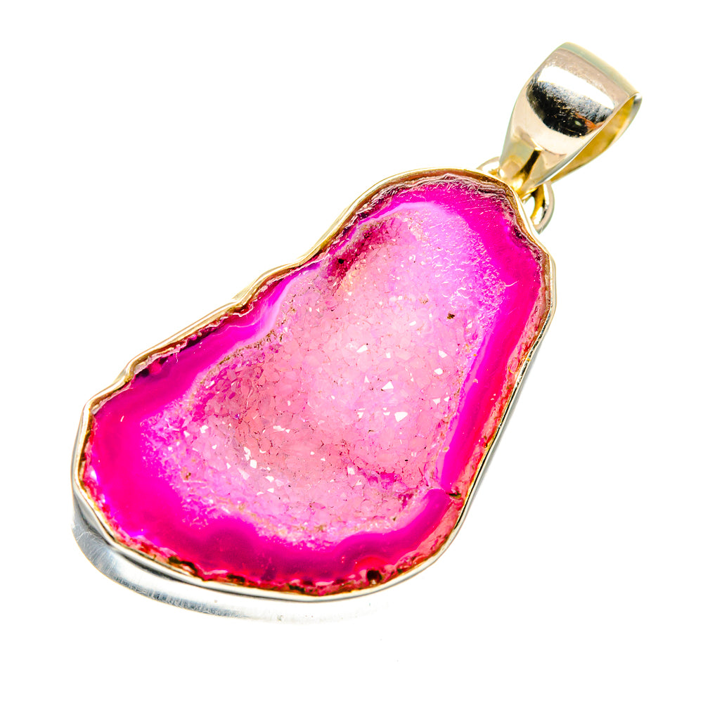 Pink Agate Druzy Pendants handcrafted by Ana Silver Co - PD8976