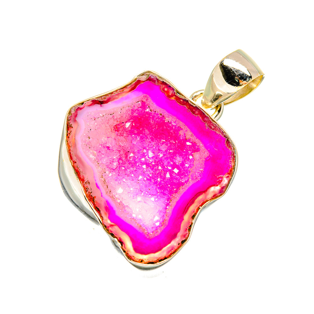 Pink Agate Druzy Pendants handcrafted by Ana Silver Co - PD8977