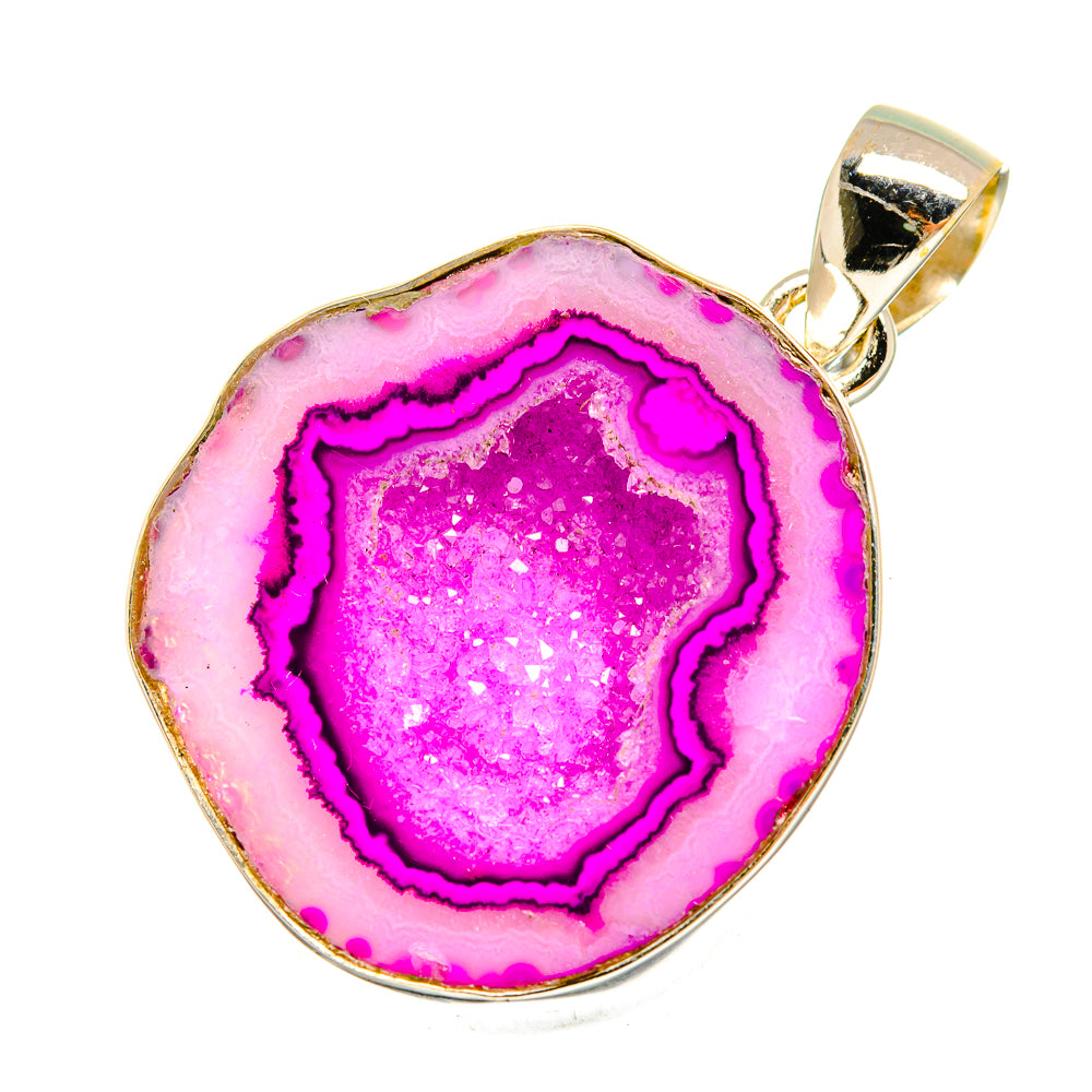 Pink Geode Slice Pendants handcrafted by Ana Silver Co - PD8978