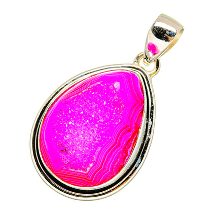 Pink Agate Druzy Pendants handcrafted by Ana Silver Co - PD8980
