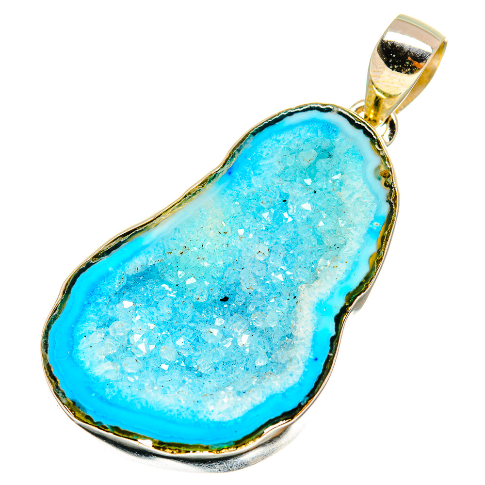 Blue Geode Slice Pendants handcrafted by Ana Silver Co - PD9060