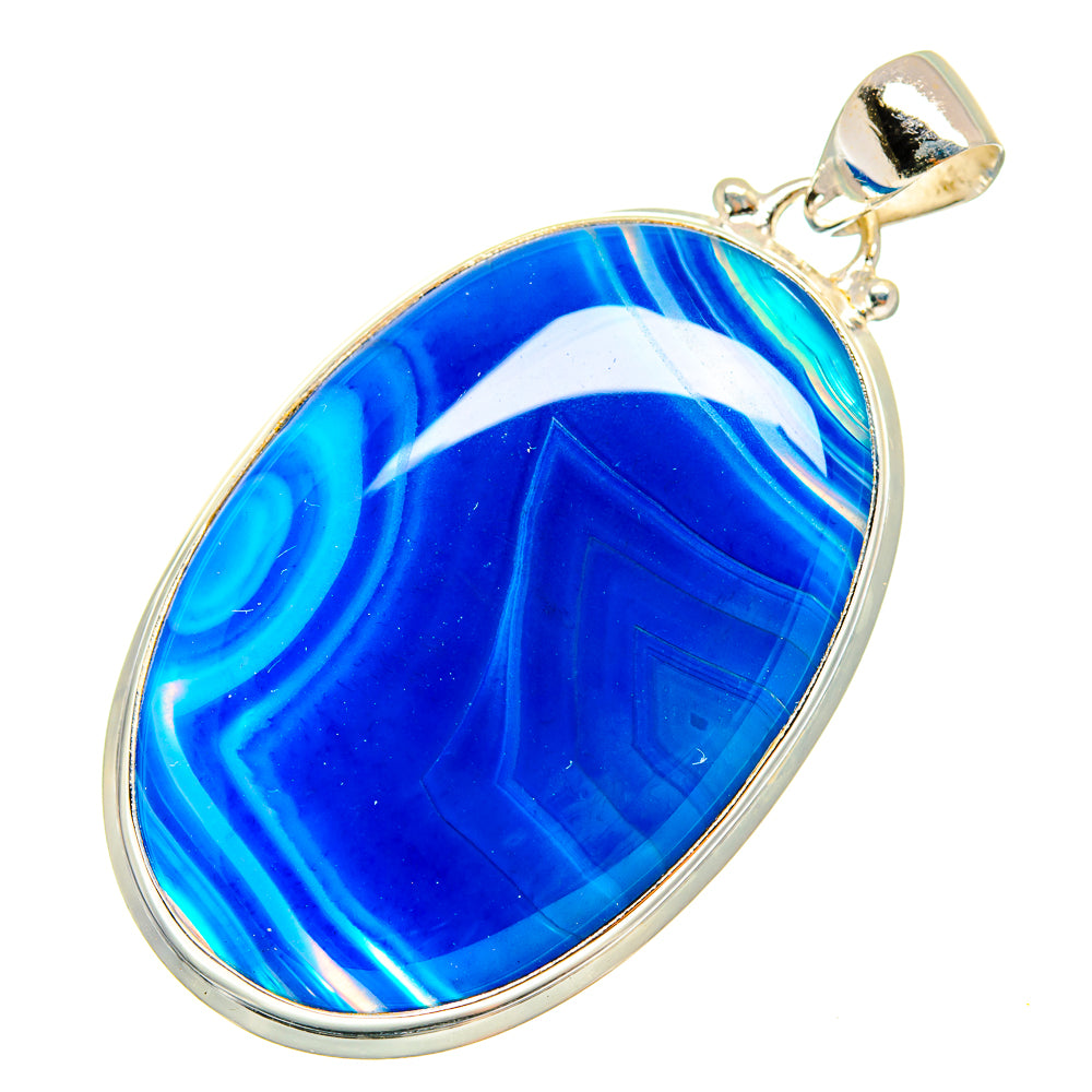 Blue Botswana Agate Pendants handcrafted by Ana Silver Co - PD9063
