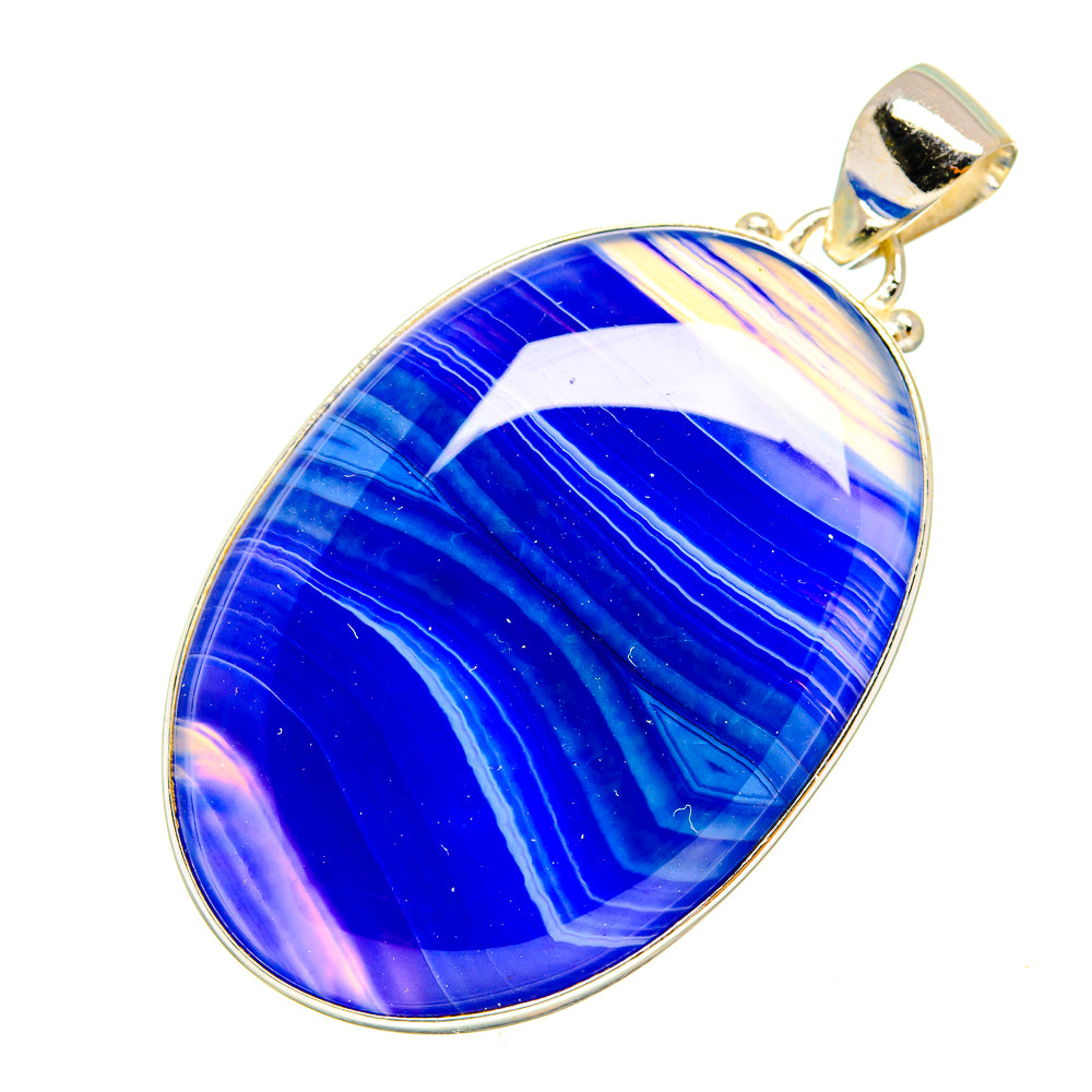 Blue Botswana Agate Pendants handcrafted by Ana Silver Co - PD9064