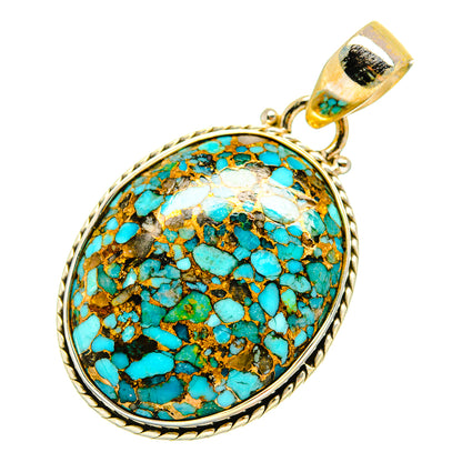 Blue Copper Composite Turquoise Pendants handcrafted by Ana Silver Co - PD9073
