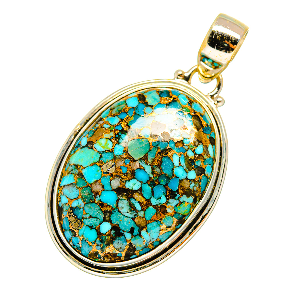 Blue Copper Composite Turquoise Pendants handcrafted by Ana Silver Co - PD9077
