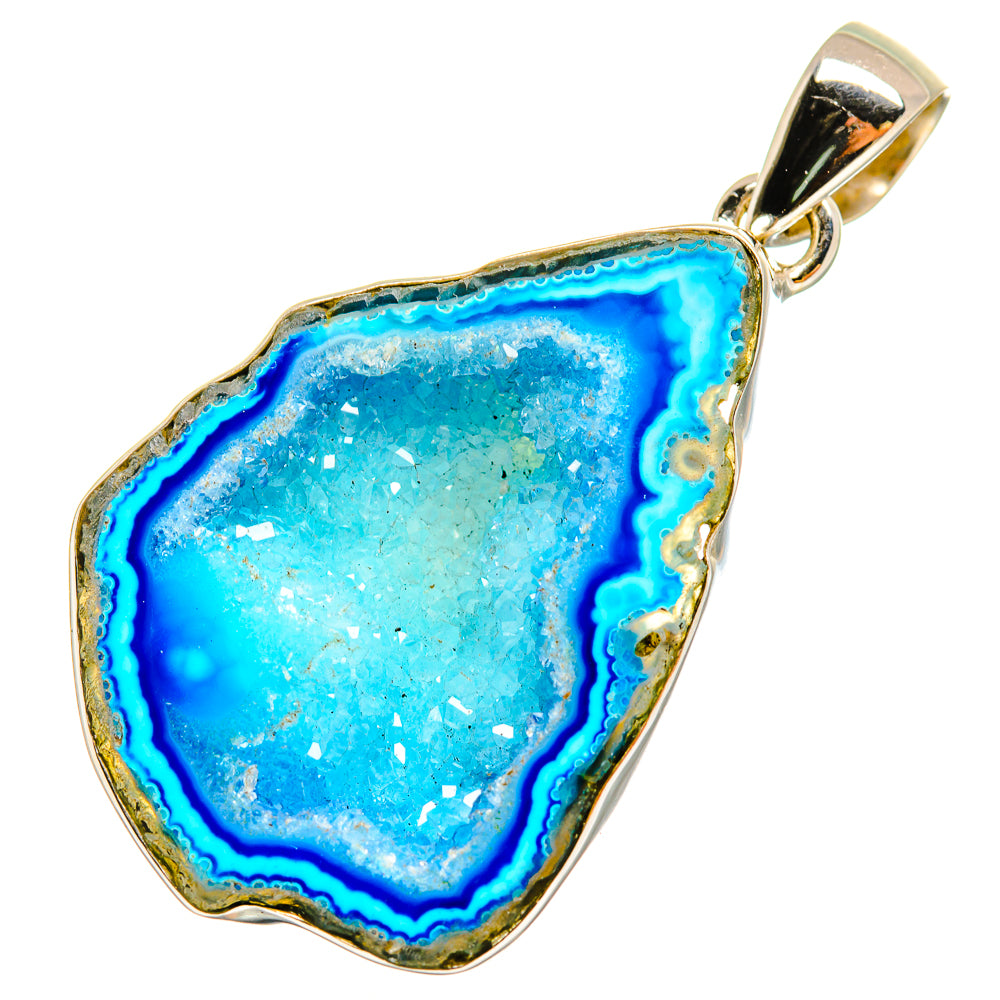 Blue Geode Slice Pendants handcrafted by Ana Silver Co - PD9079