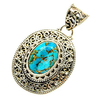 Blue Copper Composite Turquoise Pendants handcrafted by Ana Silver Co - PD9081
