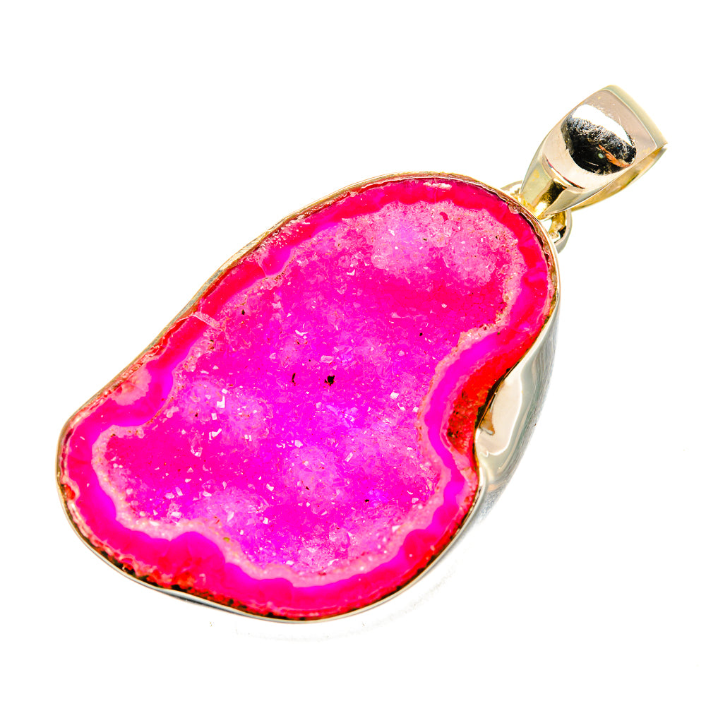 Pink Geode Slice Pendants handcrafted by Ana Silver Co - PD9176