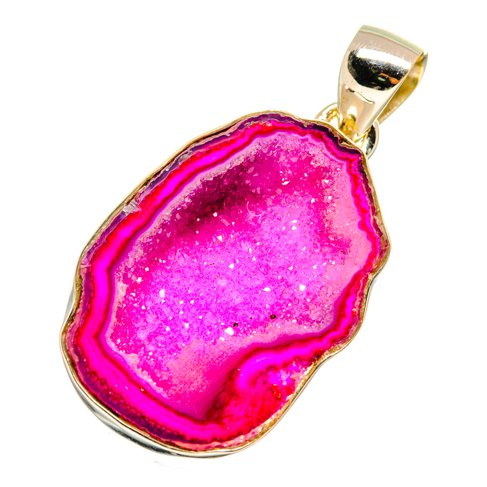 Pink Geode Slice Pendants handcrafted by Ana Silver Co - PD9177