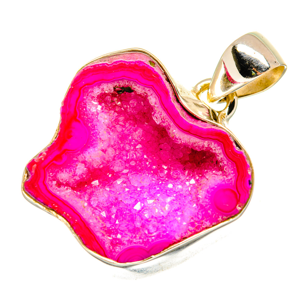 Pink Geode Slice Pendants handcrafted by Ana Silver Co - PD9186