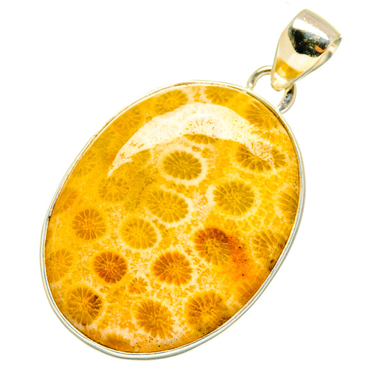 Fossil Coral Pendants handcrafted by Ana Silver Co - PD9237