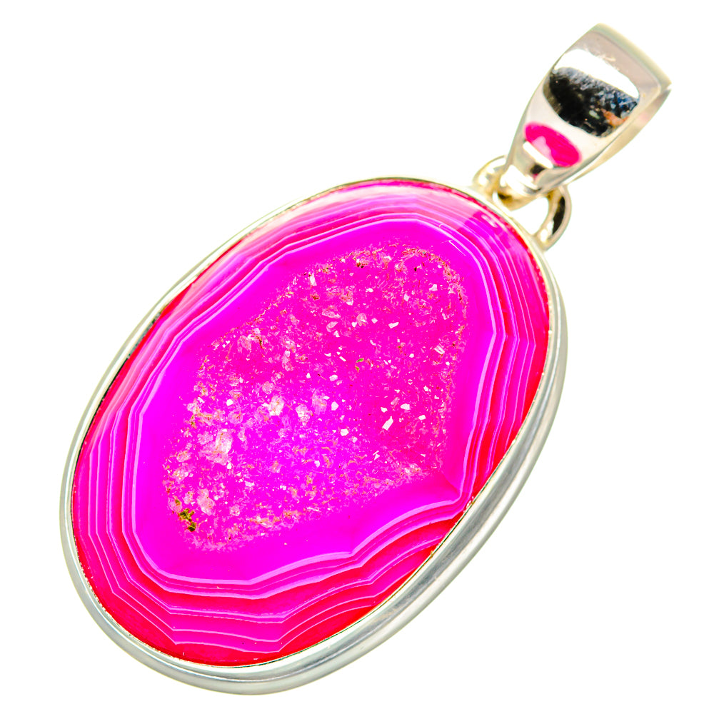 Pink Agate Druzy Pendants handcrafted by Ana Silver Co - PD9511