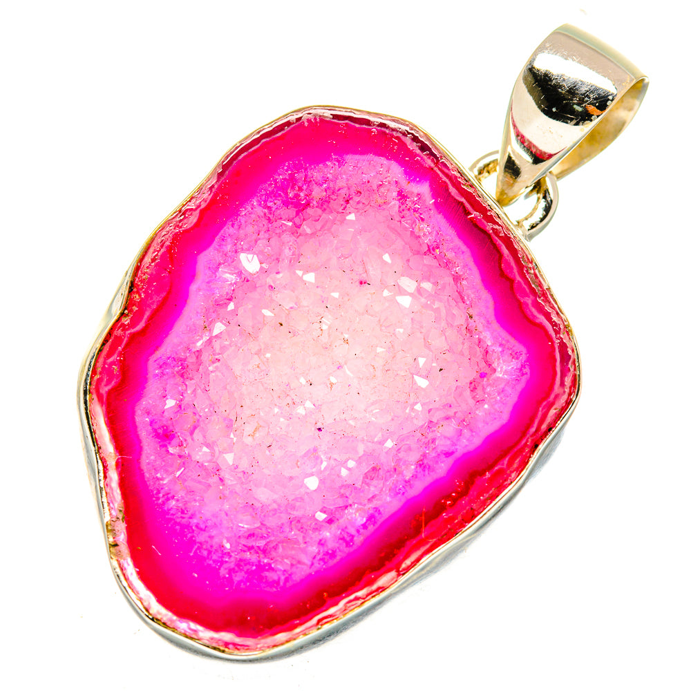 Pink Geode Slice Pendants handcrafted by Ana Silver Co - PD9512
