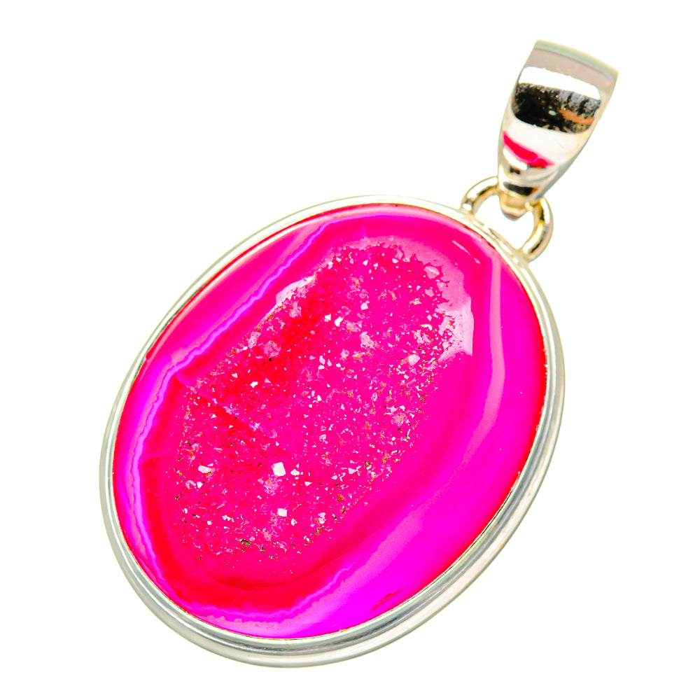 Pink Agate Druzy Pendants handcrafted by Ana Silver Co - PD9513