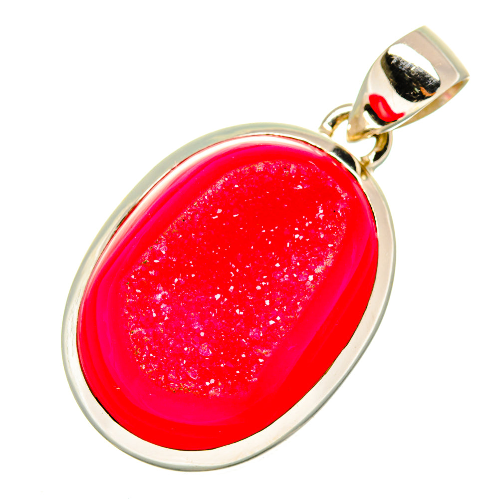 Pink Agate Druzy Pendants handcrafted by Ana Silver Co - PD9514