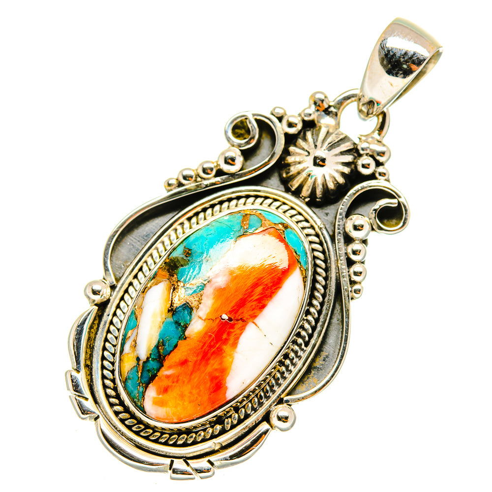 Blue Copper Composite Turquoise Pendant 1 1/2" (925 Sterling Silver) P