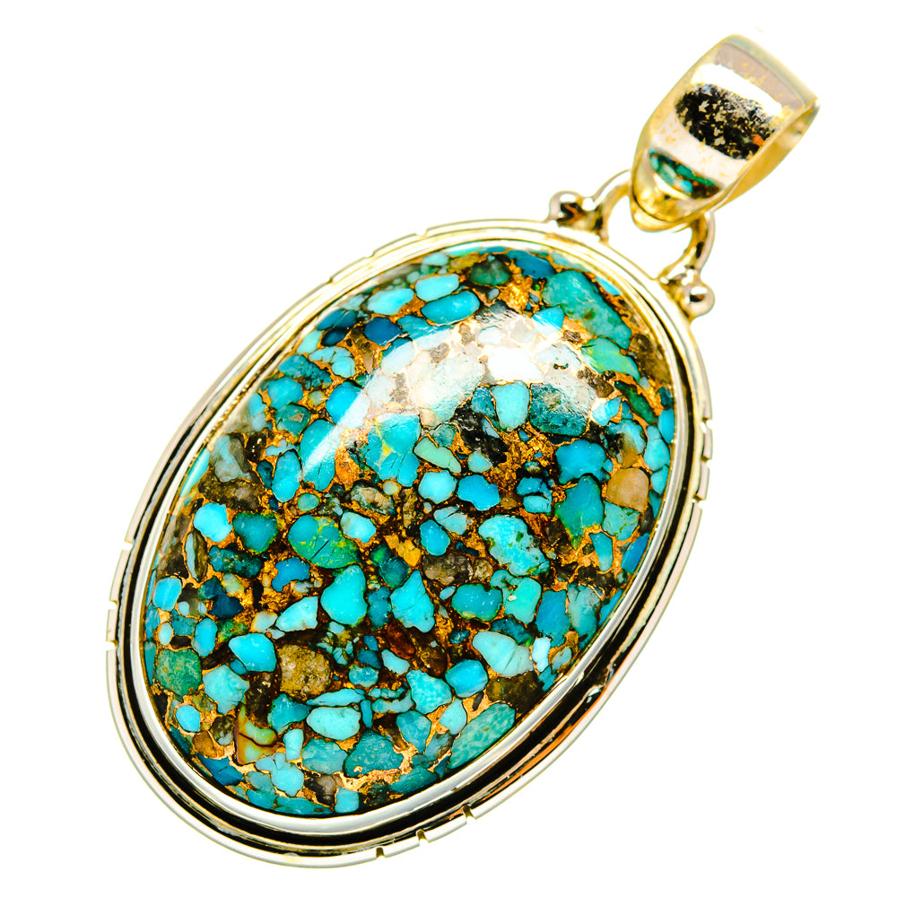 Blue Copper Composite Turquoise Pendants handcrafted by Ana Silver Co - PD9518