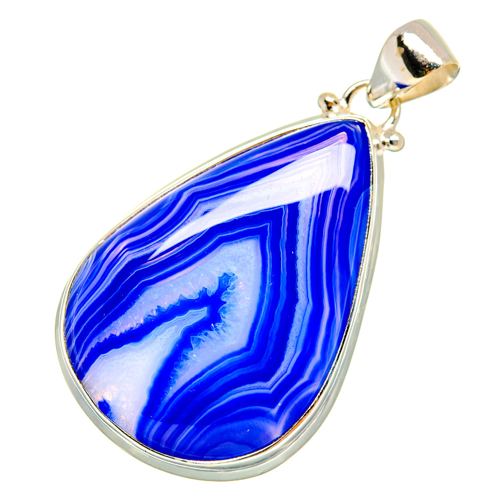 Blue Botswana Agate Pendants handcrafted by Ana Silver Co - PD9567