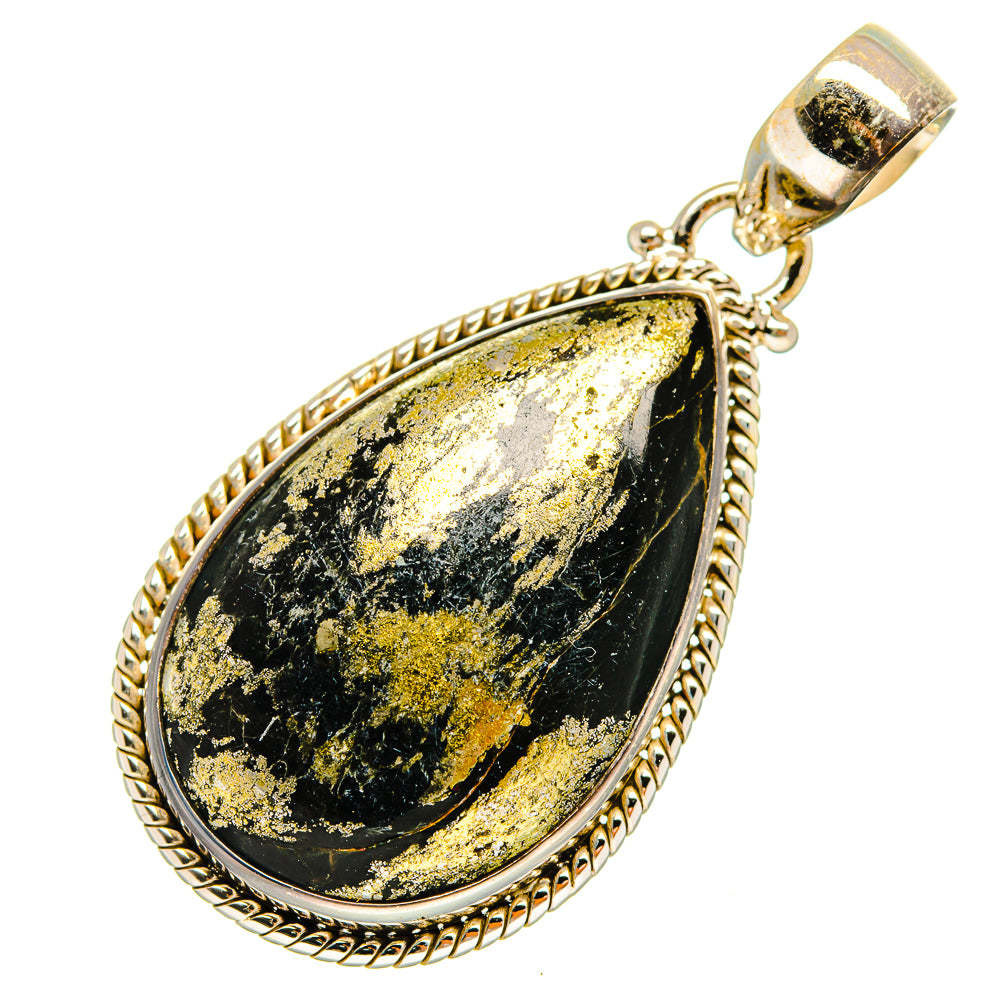 Pyrite In Black Onyx Pendants handcrafted by Ana Silver Co - PD9572
