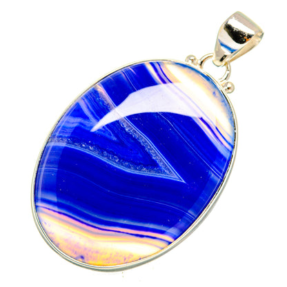 Blue Botswana Agate Pendants handcrafted by Ana Silver Co - PD9578
