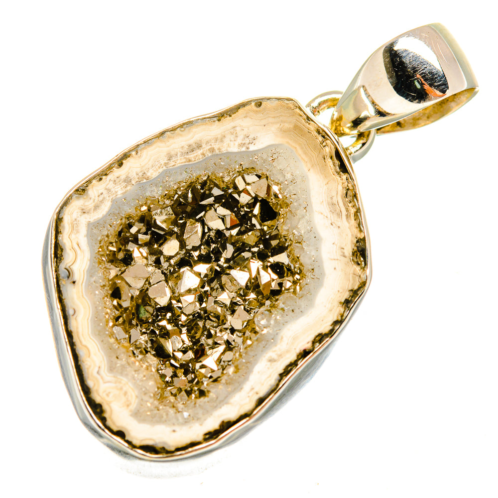 Pyrite Geode Slice Pendants handcrafted by Ana Silver Co - PD9588
