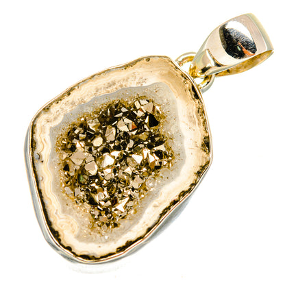 Pyrite Geode Slice Pendants handcrafted by Ana Silver Co - PD9588