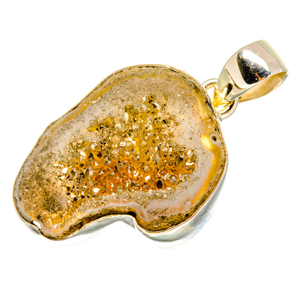 Pyrite Geode Slice Pendants handcrafted by Ana Silver Co - PD9589