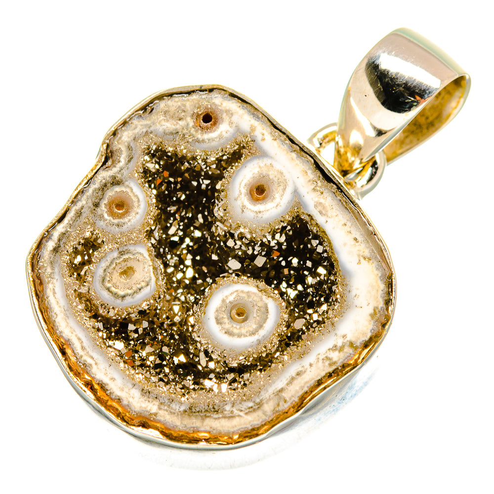 Pyrite Geode Slice Pendants handcrafted by Ana Silver Co - PD9590