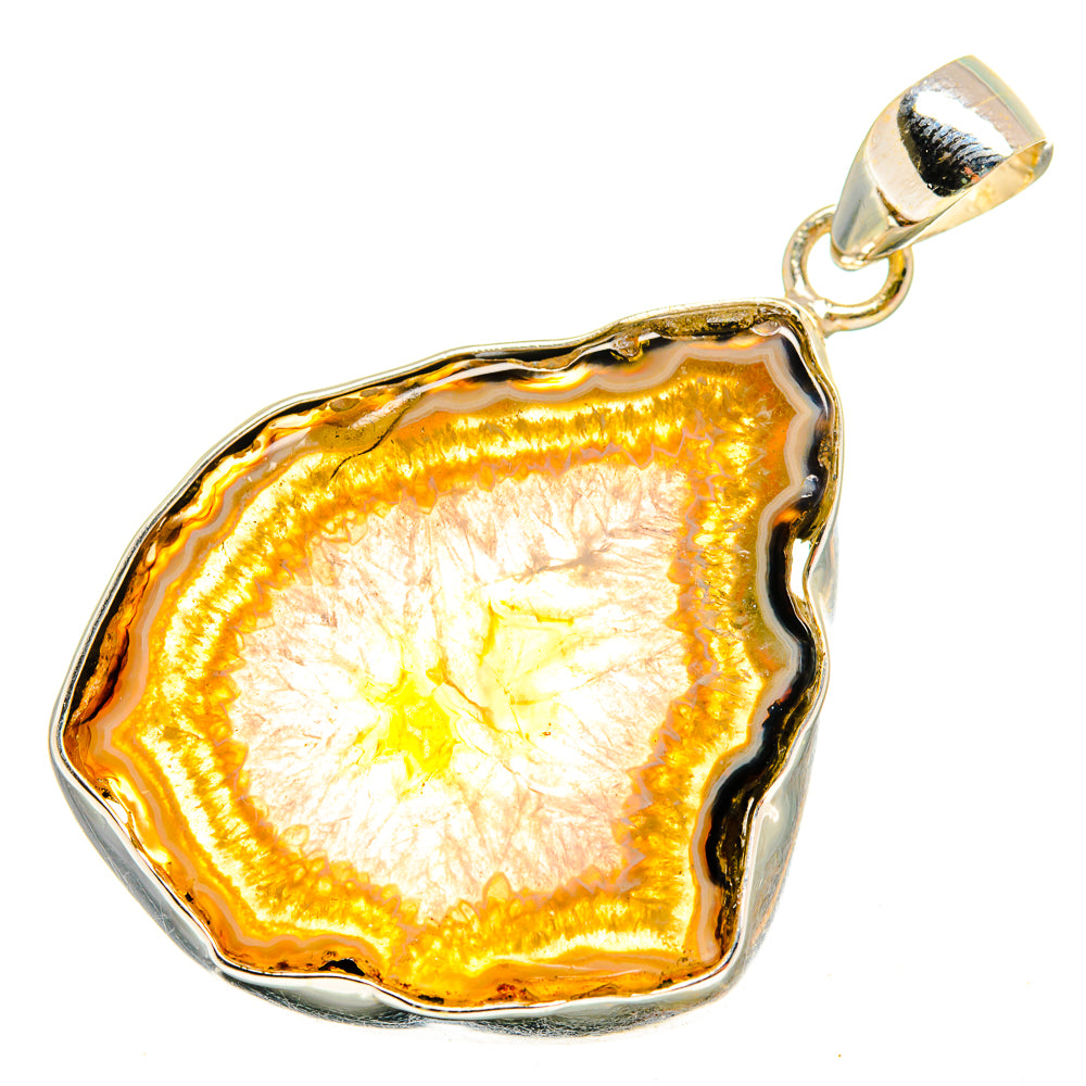 Yellow Geode Slice Pendants handcrafted by Ana Silver Co - PD9651