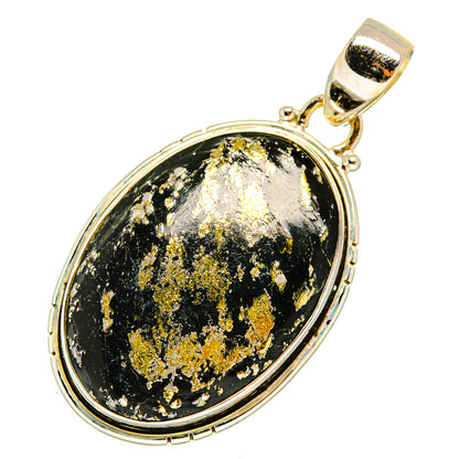 Pyrite In Black Onyx Pendants handcrafted by Ana Silver Co - PD9658