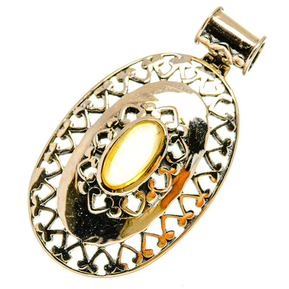 Citrine pendant with openwork oval bezel in 925 sterling silver and hanging bail