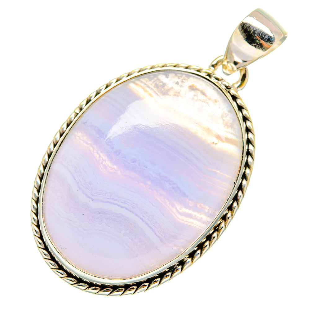 Blue Lace Agate Pendants handcrafted by Ana Silver Co - PD9845