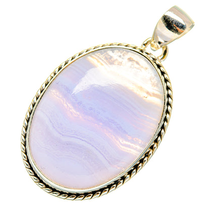 Blue Lace Agate Pendants handcrafted by Ana Silver Co - PD9845