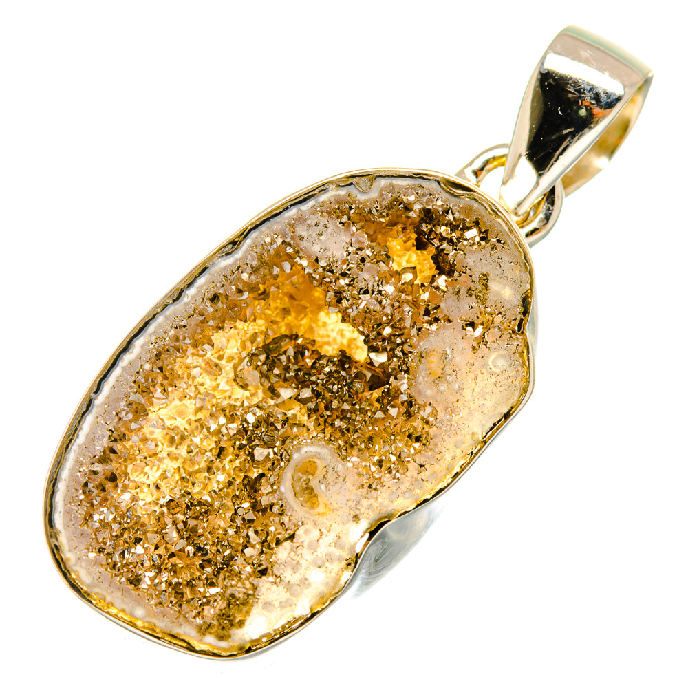 Pyrite Geode Druzy Pendants handcrafted by Ana Silver Co - PD9903