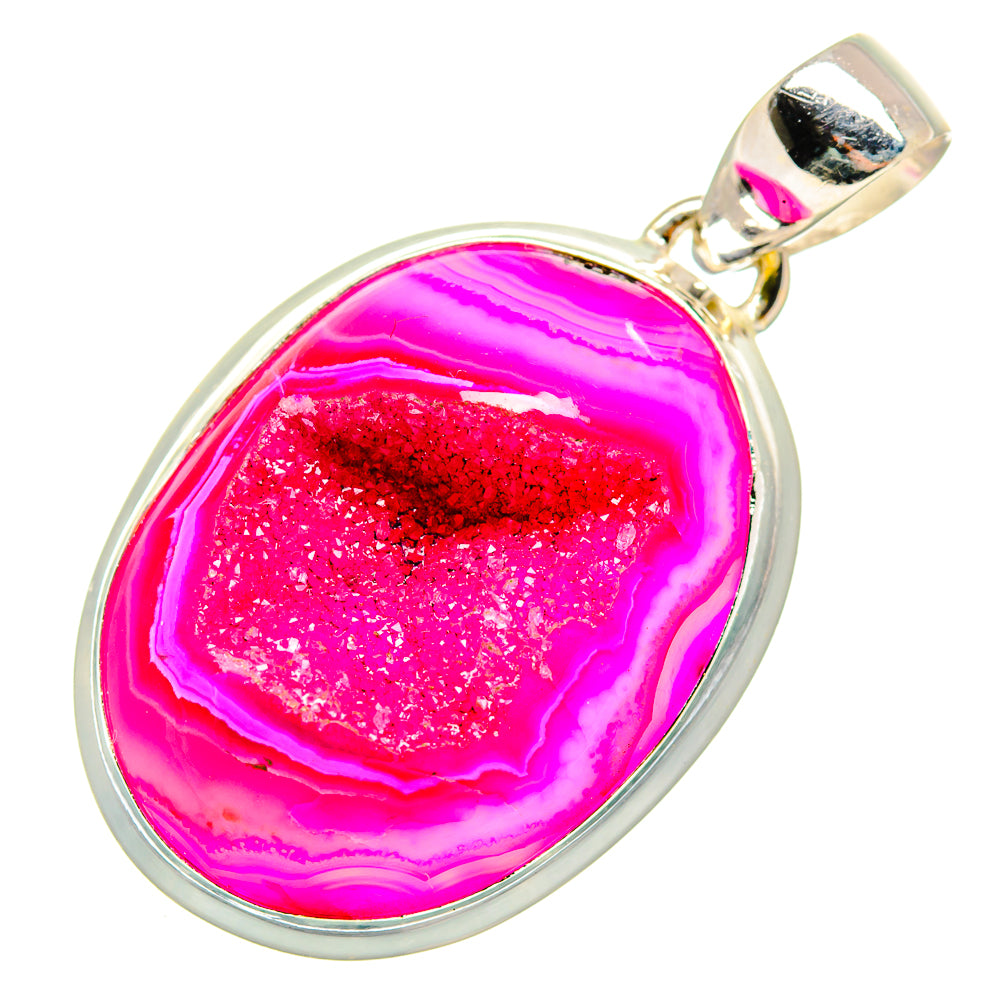 Pink Agate Druzy Pendants handcrafted by Ana Silver Co - PD9960