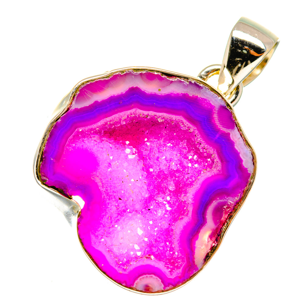 Pink Geode Slice Pendants handcrafted by Ana Silver Co - PD9962