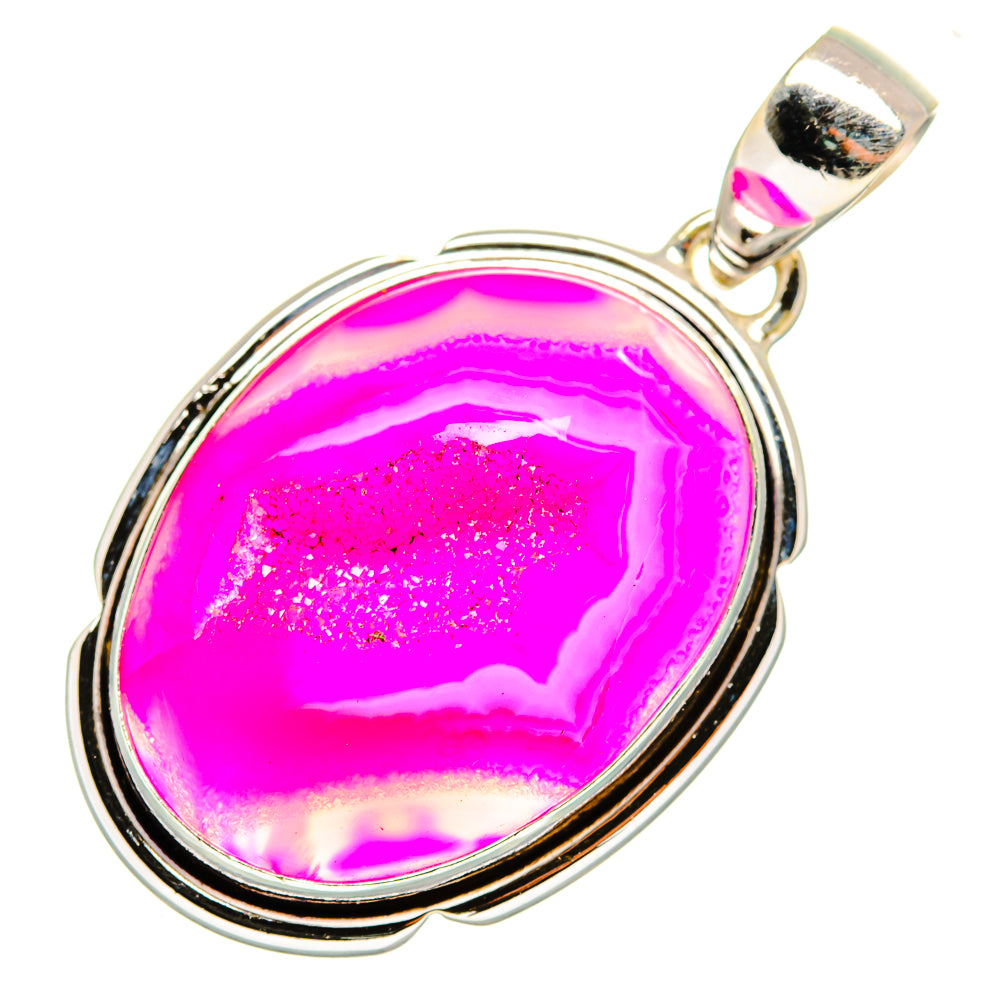 Pink Agate Druzy Pendants handcrafted by Ana Silver Co - PD9963