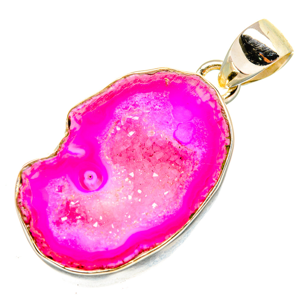 Pink Geode Slice Pendants handcrafted by Ana Silver Co - PD9965