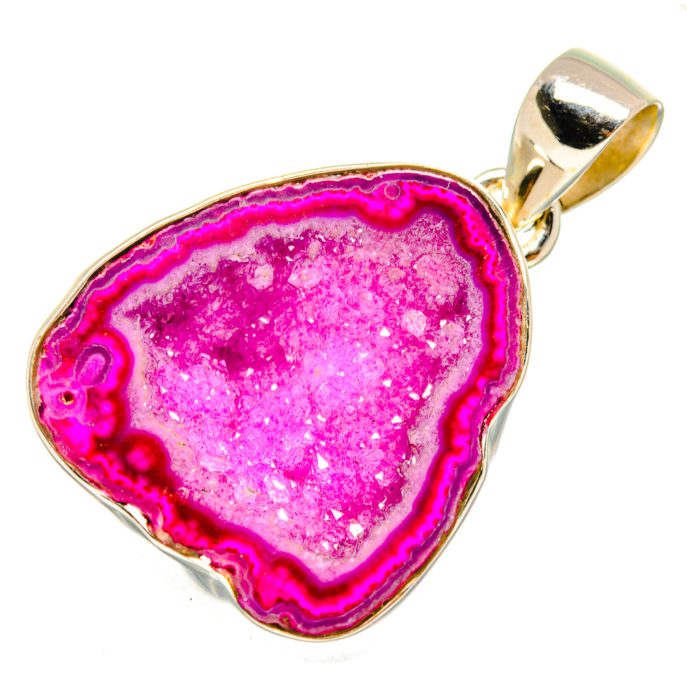 Pink Geode Slice Pendants handcrafted by Ana Silver Co - PD9966