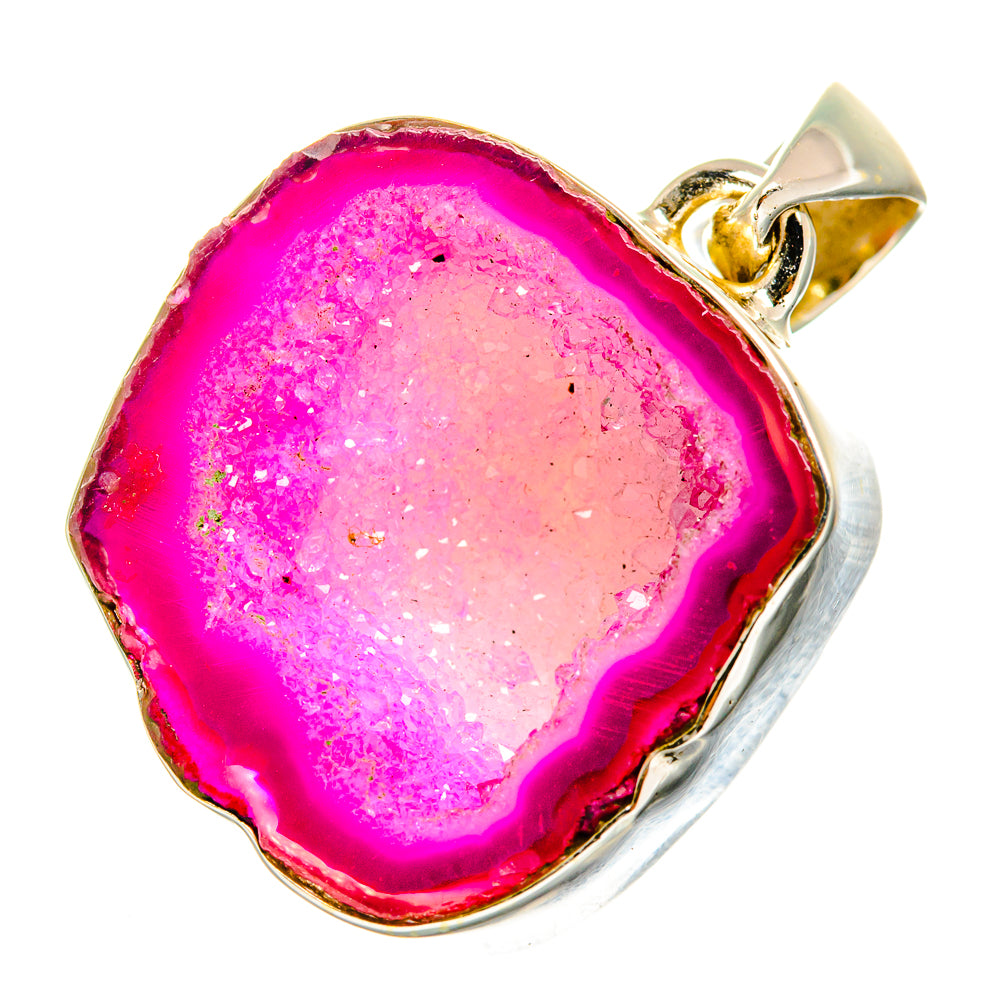 Pink Geode Slice Pendants handcrafted by Ana Silver Co - PD9968