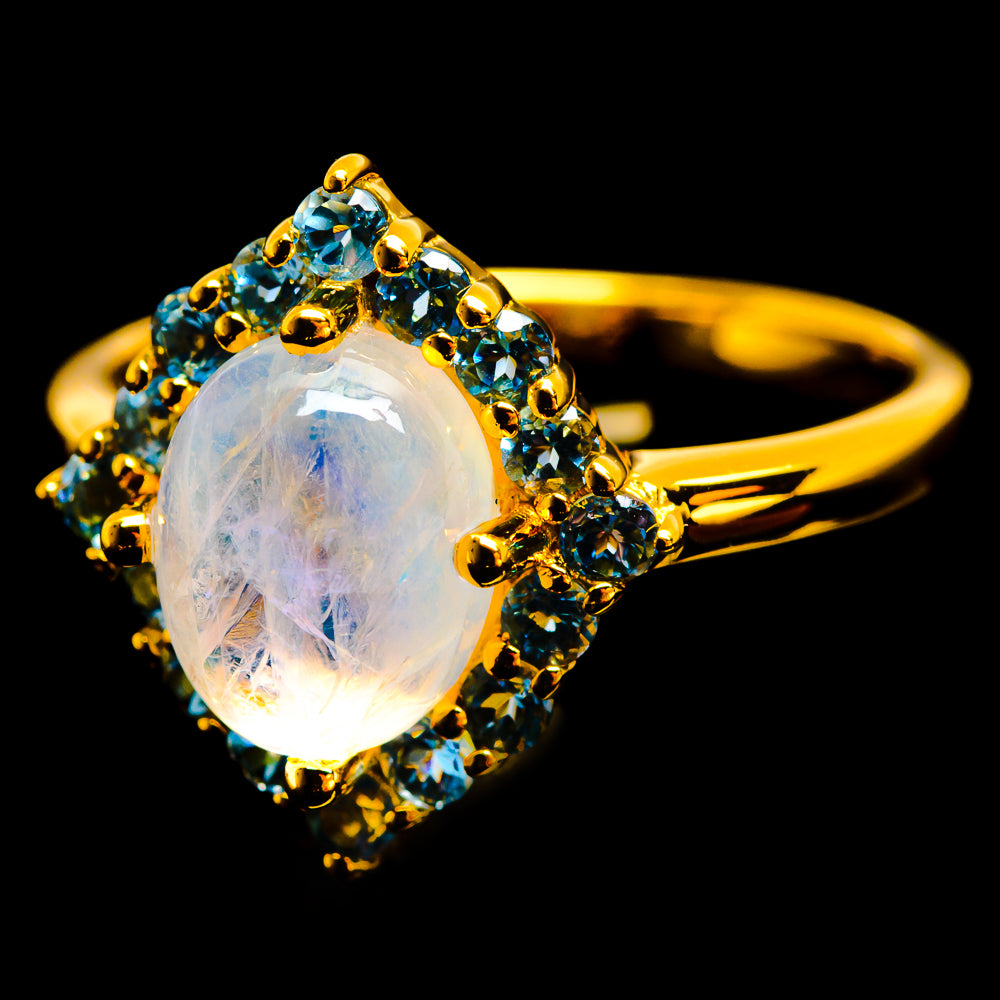 Rainbow Moonstone Rings handcrafted by Ana Silver Co - R13032-MOON-SIZE-8
