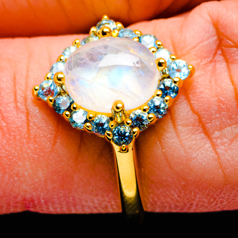 Rainbow Moonstone Rings handcrafted by Ana Silver Co - R13032-MOON-SIZE-6 - Photo 3