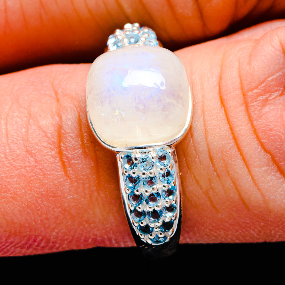 Rainbow Moonstone Rings handcrafted by Ana Silver Co - R13783-MOON-SIZE-9 - Photo 3
