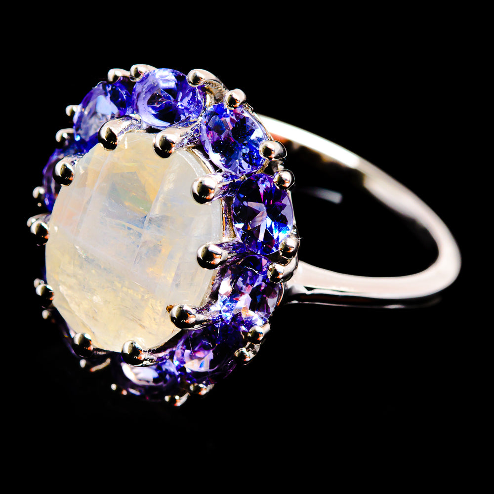 Rainbow Moonstone Rings handcrafted by Ana Silver Co - R17003-MOONS-SIZE-7