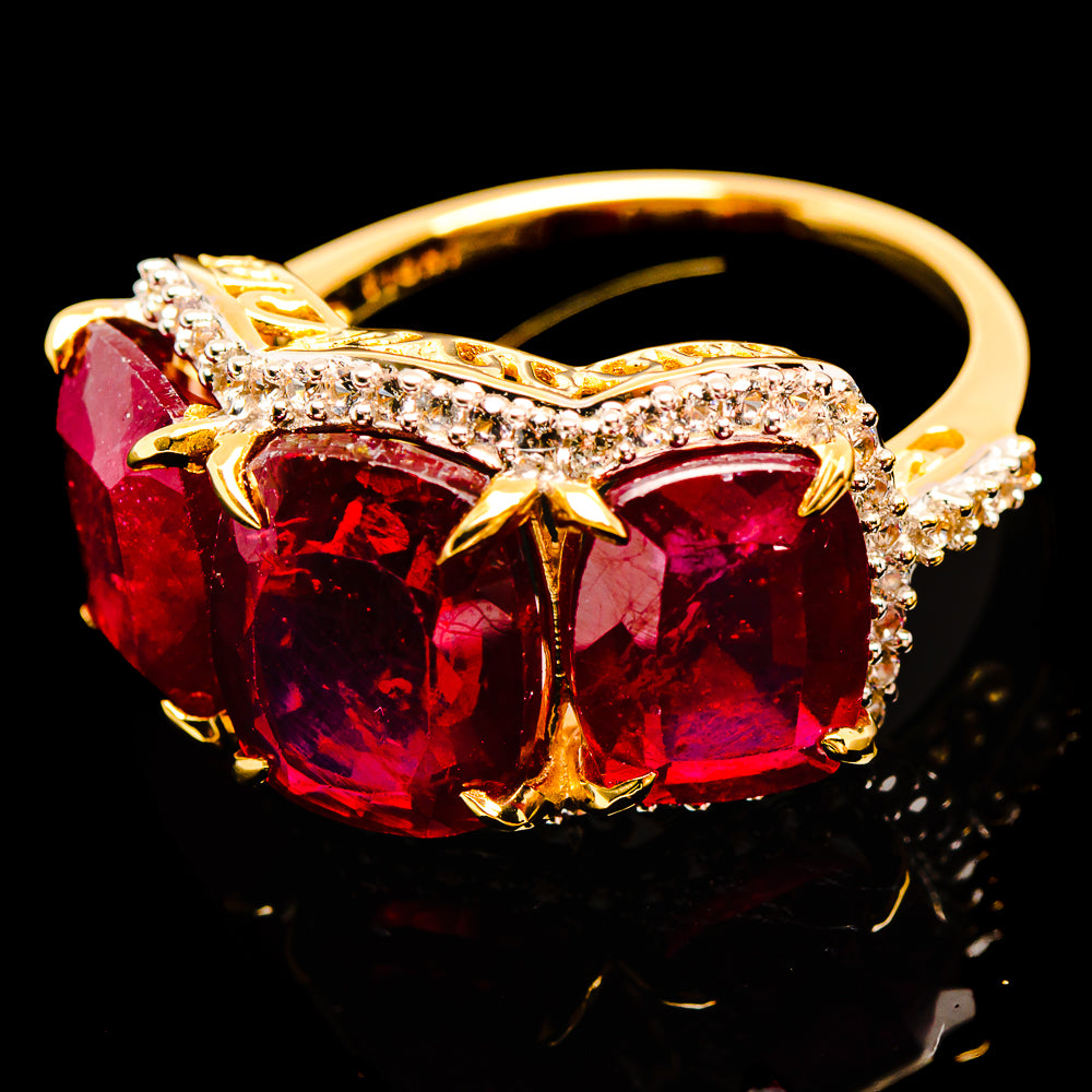 Glass Filled Ruby Rings handcrafted by Ana Silver Co - R17678-RBY