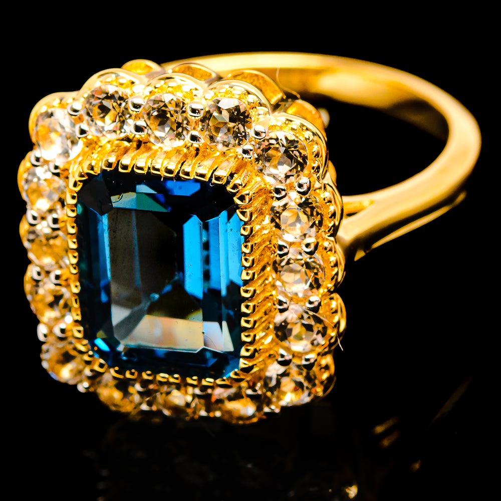 London Blue Topaz Rings handcrafted by Ana Silver Co - R18103-LBT