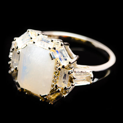 Rainbow Moonstone Rings handcrafted by Ana Silver Co - R18145-MOON-SIZE-9